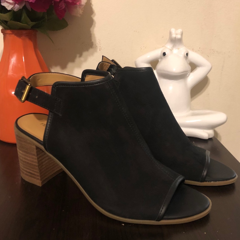 Franco Fortini Womens Leather Black Block Heel